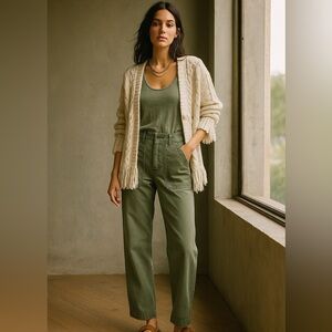 GAP High Rise Straight Crop Utility Pants Olive Green Size 4